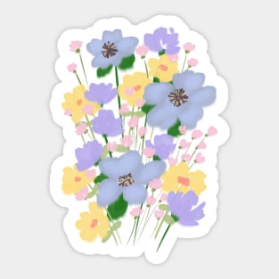 Purple Abstract Wild Flowers Illustration Sticker